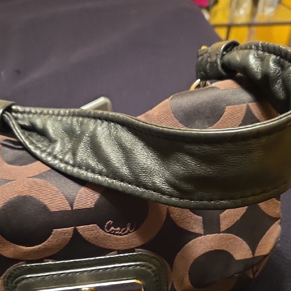 Coach Kristen Black and Brown Shoulder Bag, Removable Strap, 2 Hangtags - Picture 3 of 12